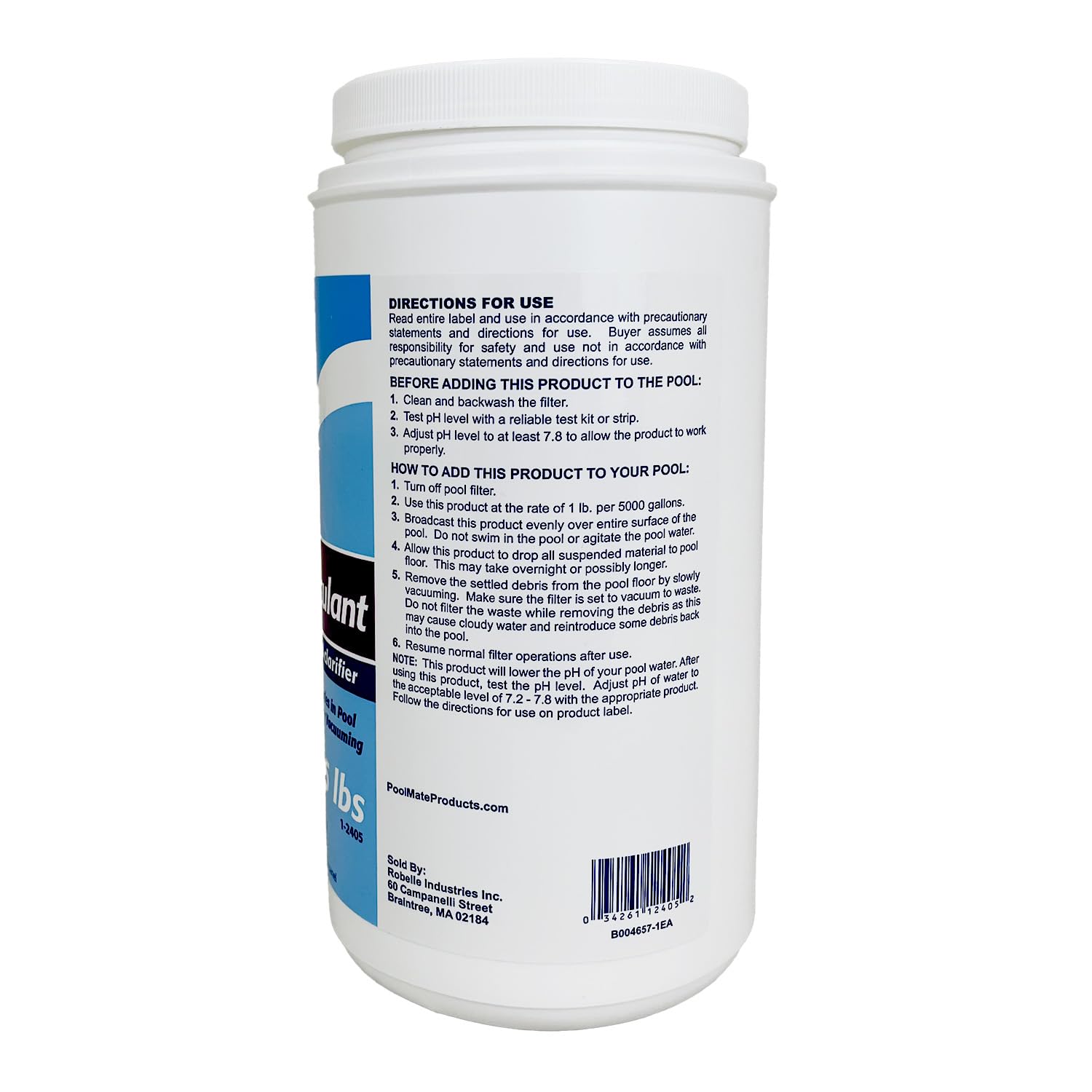 Person broadcasting Pool Mate granules over pool surface for treatment