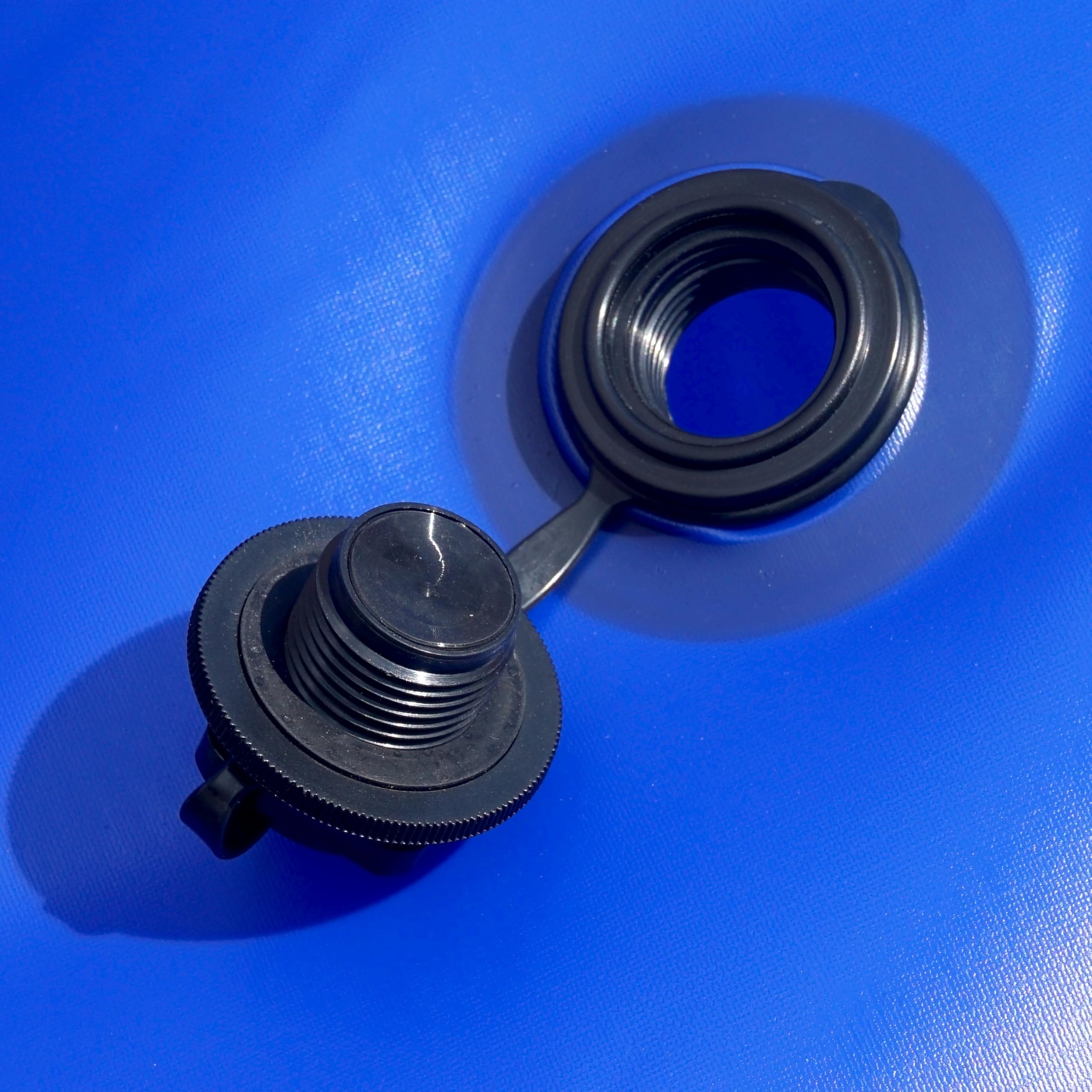 Pool Mate Boston valve close-up for fast inflation and easy winter setup