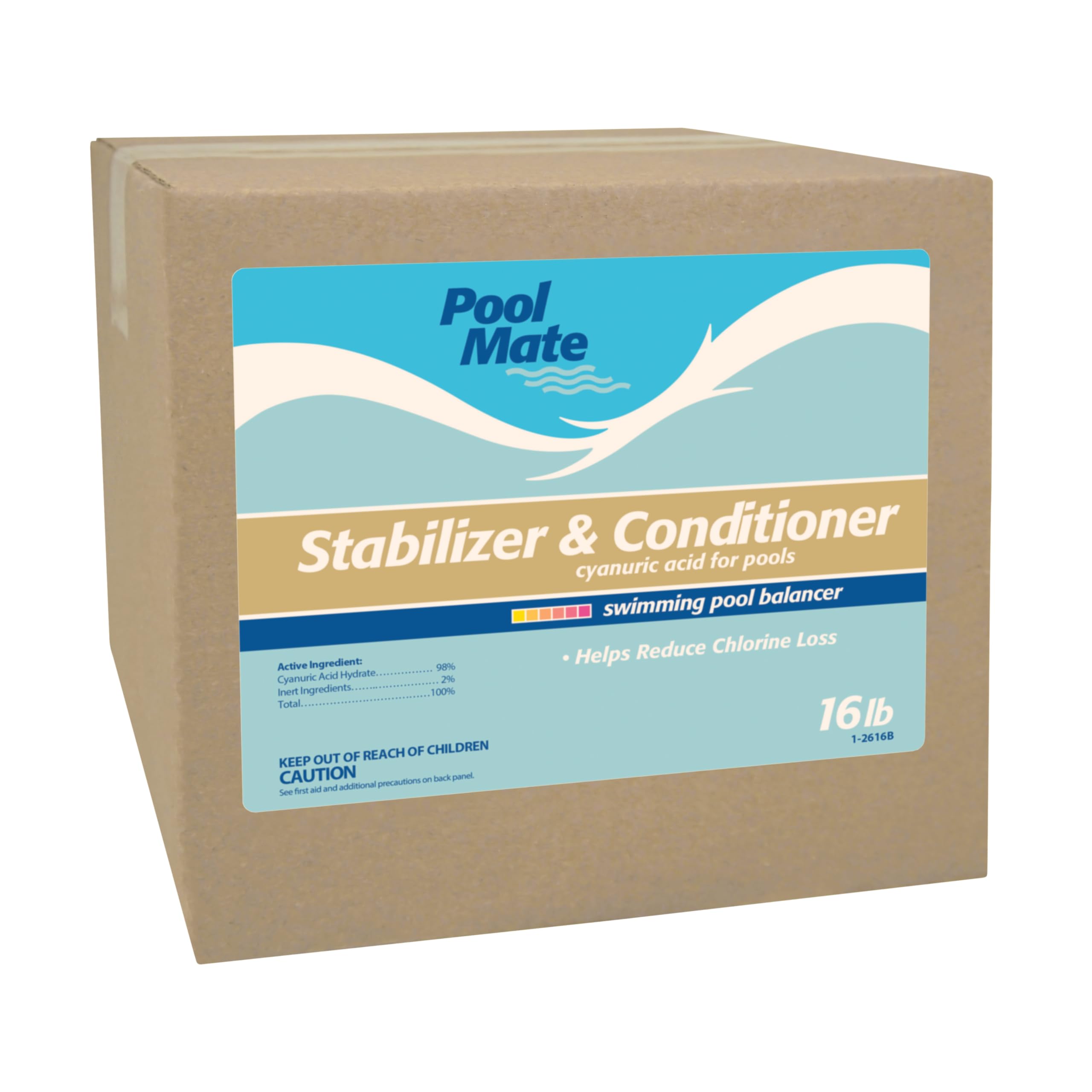 Pool Mate front bag view showing product branding and weight benefit