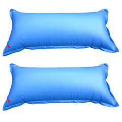Pool Mate front packaging showing two 4x8 pillows and durable vinyl benefit