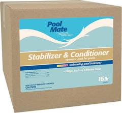 Pool Mate front packaging showing label and 16-pound bag protecting chlorine