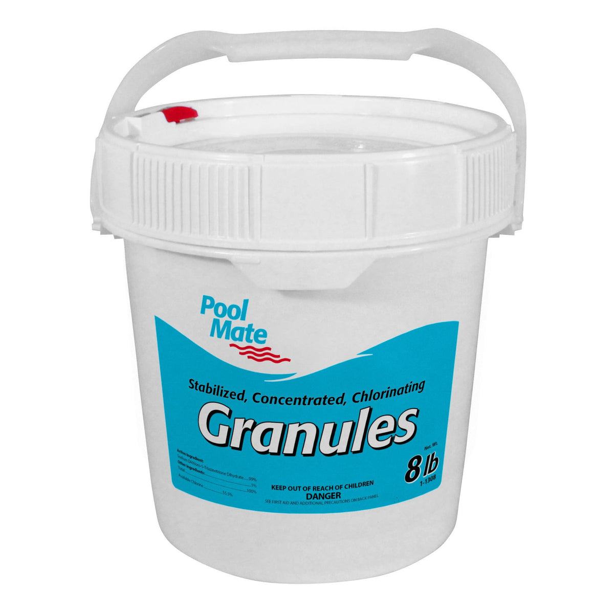 Pool Mate front packaging showing product name and weight, clear labeling benefit