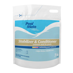 Pool Mate front packaging showing 7-pound stabilizer, fast protection benefit