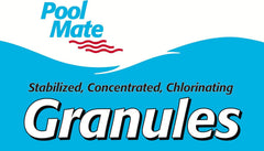 Pool Mate in use broadcasting granules into pool for even sanitization benefit