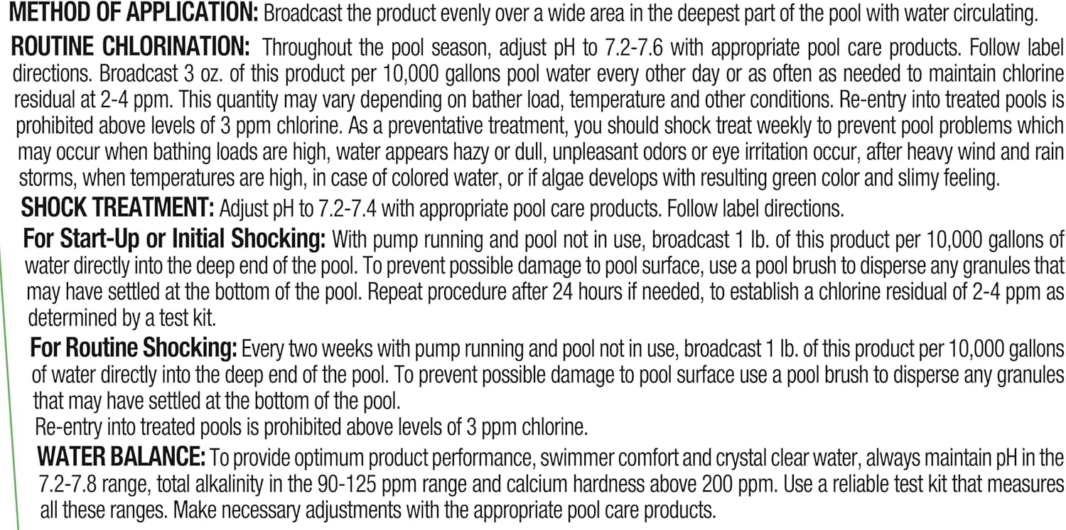 Pool Mate pouring granules into water illustrating quick dissolution benefit