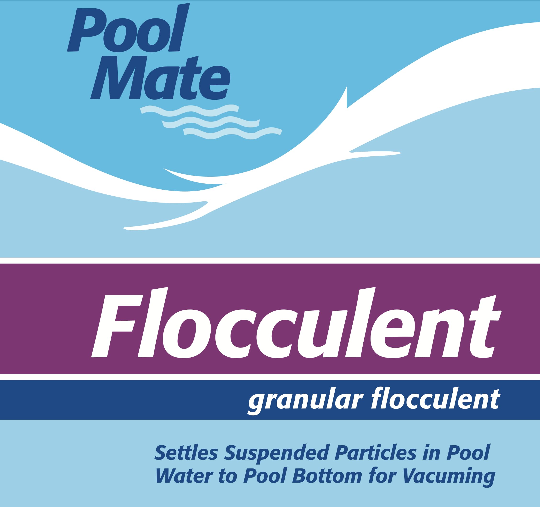 Pool Mate bucket next to tape measure indicating size and dosing convenience benefit