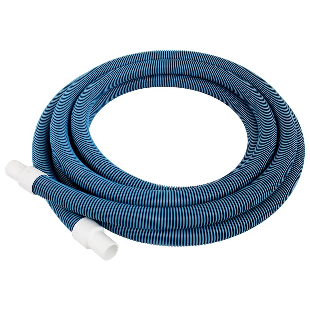 Pool Mate vacuum hose front view showing durable spiral-wound design and UV protection