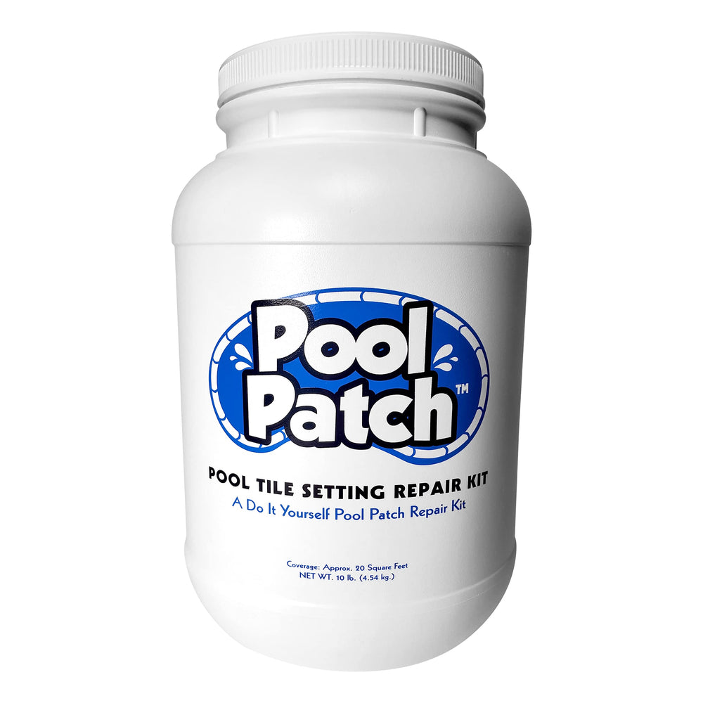 Pool Patch tub front label showing product and quick-mix benefit