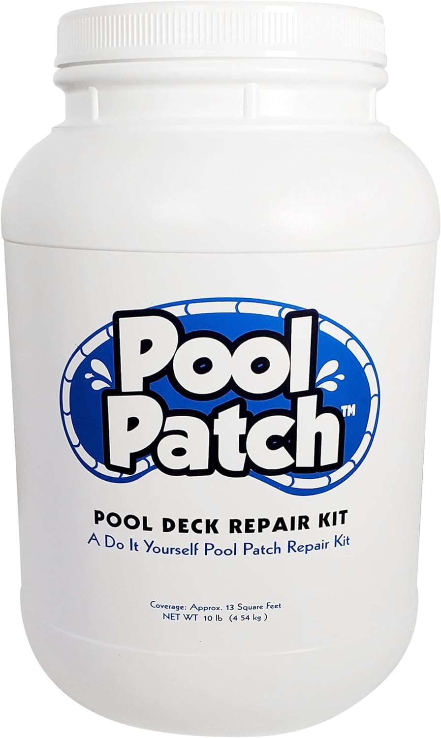 Pool Patch front packaging showing 10lb tub and label benefits