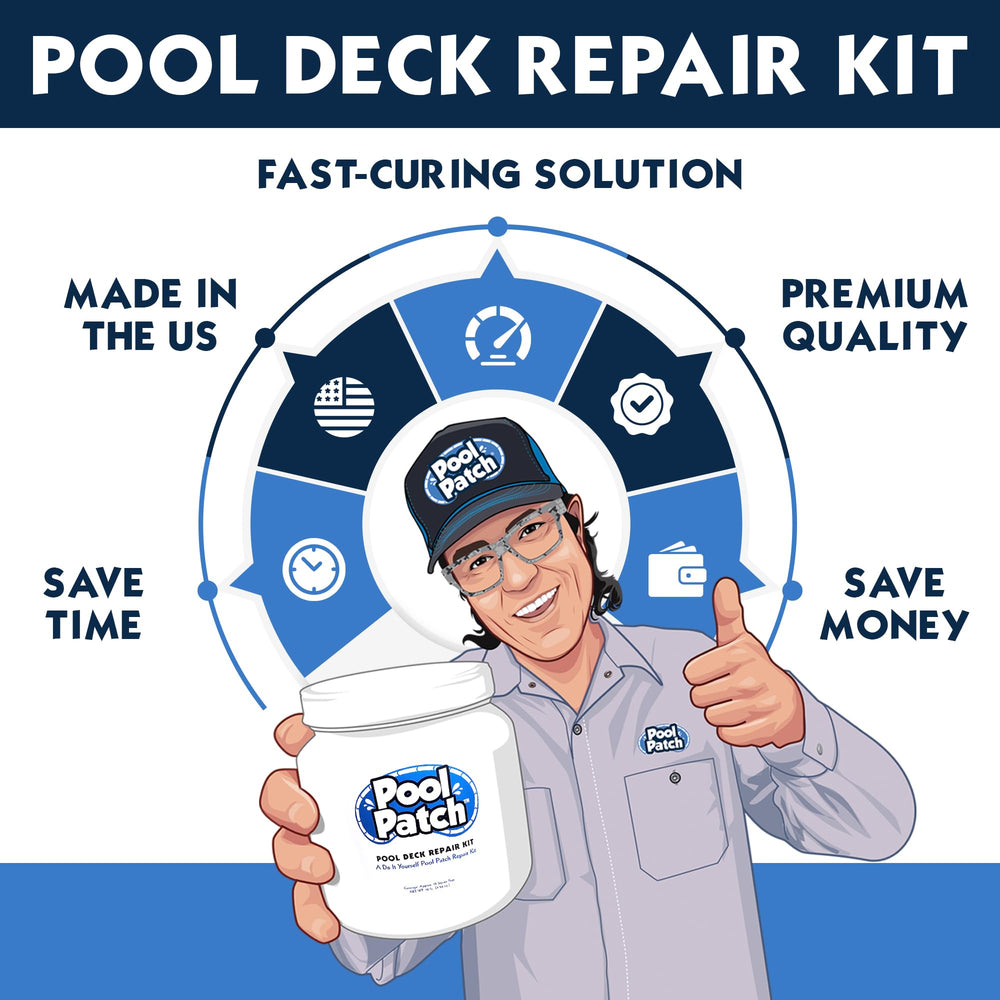 Pool Patch being applied to a deck crack showing fast, strong bonding