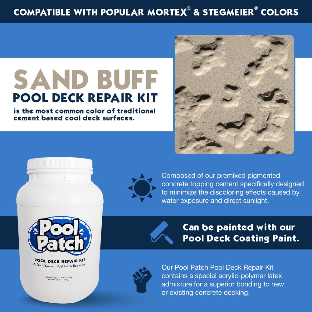 Pool Patch close-up of sand buff texture demonstrating smooth blendability