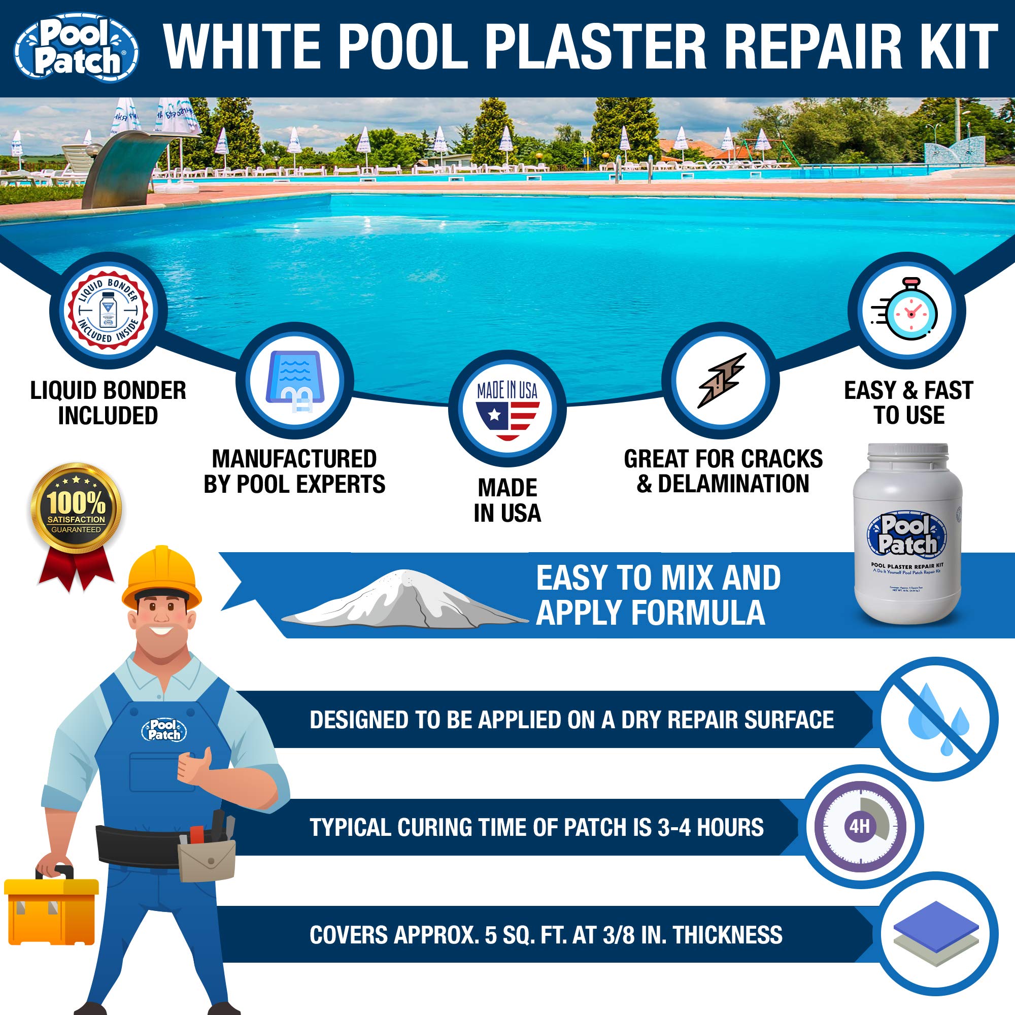 Pool Patch plaster texture close-up showing smooth finish and durable bond