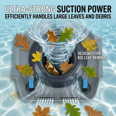Pool Stomach vacuum attached to 78 inch aluminum pole for extended floor reach
