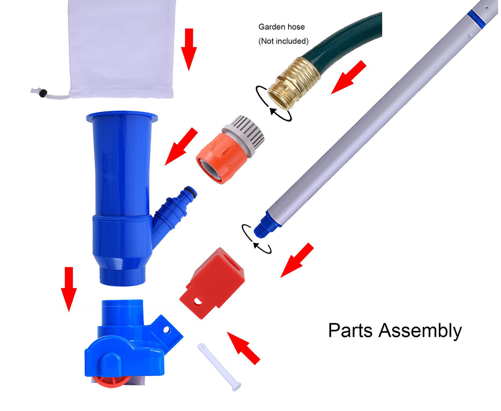 Pool Supply Town assembled 57-inch pole and vacuum head ready for pool cleaning use