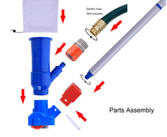 Pool Supply Town assembled 57-inch pole and vacuum head ready for pool cleaning use