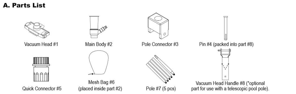 Pool Supply Town extra white vacuum head handle showing compatibility with telescopic poles