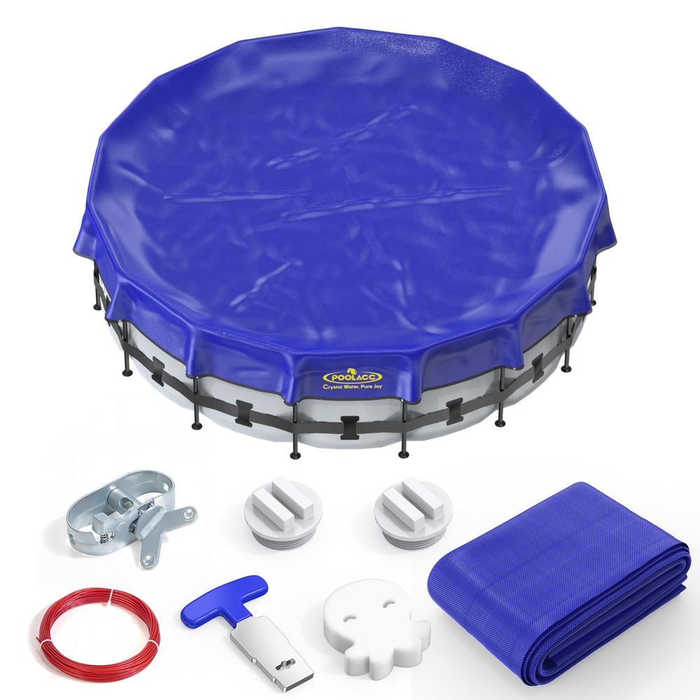 POOLACC front view of 24 ft cover showing full-edge protection and peace of mind