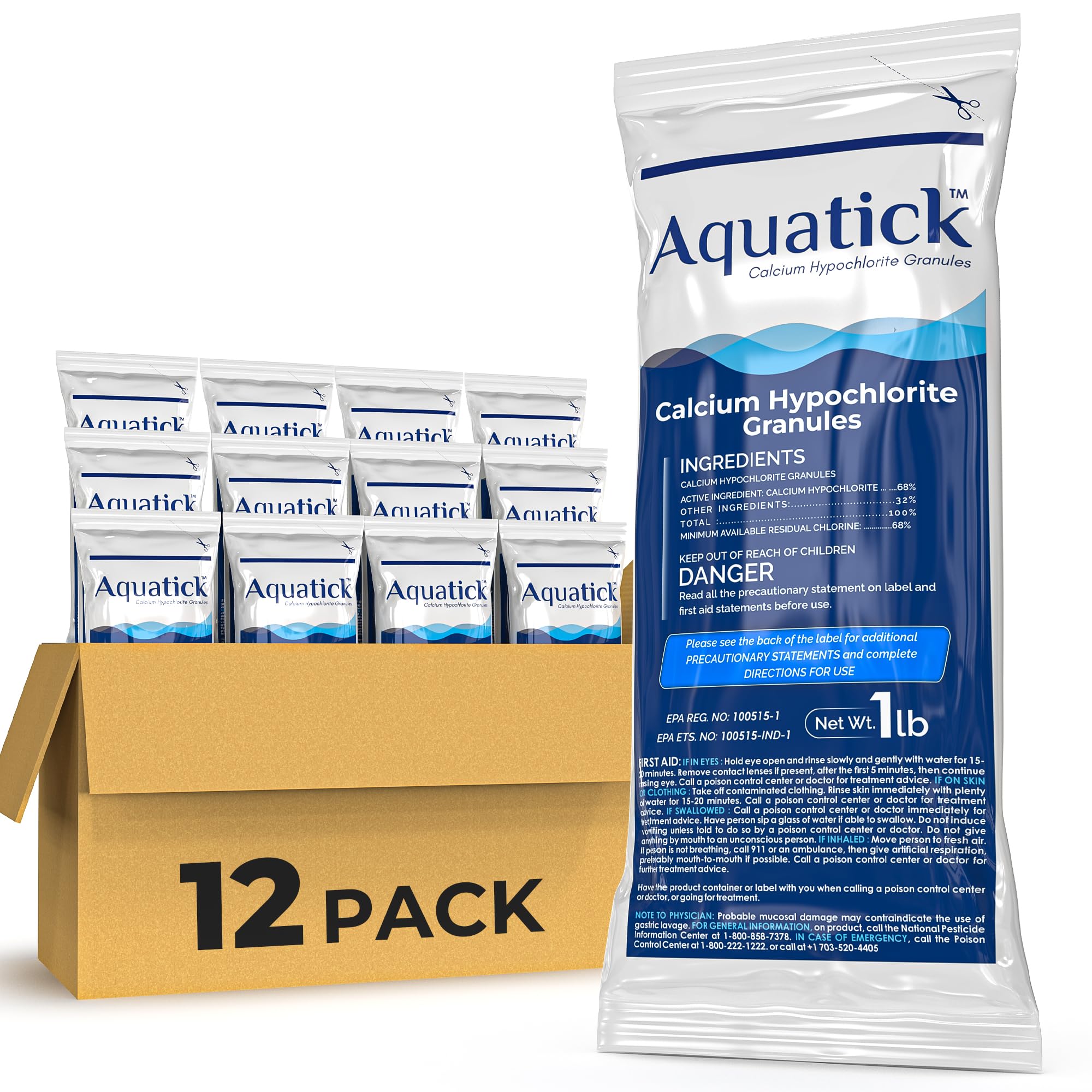 POOLACC front packaging showing twelve 1-lb bags and clear product benefit