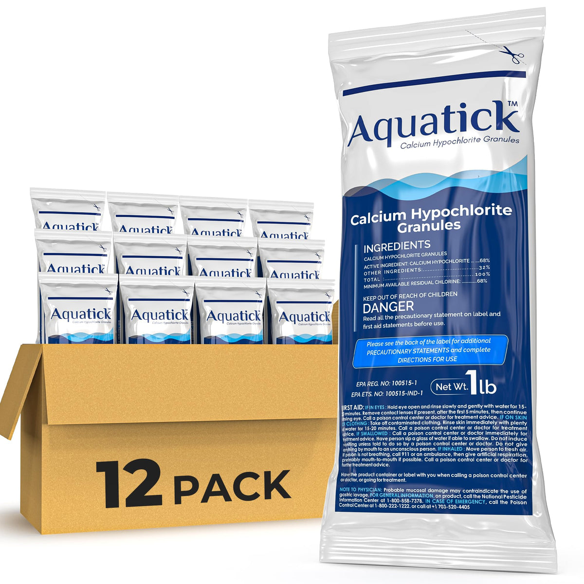 POOLACC front packaging showing twelve 1-lb bags and clear product benefit