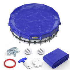 POOLACC front view of 18 ft round cover showing full fit and debris protection