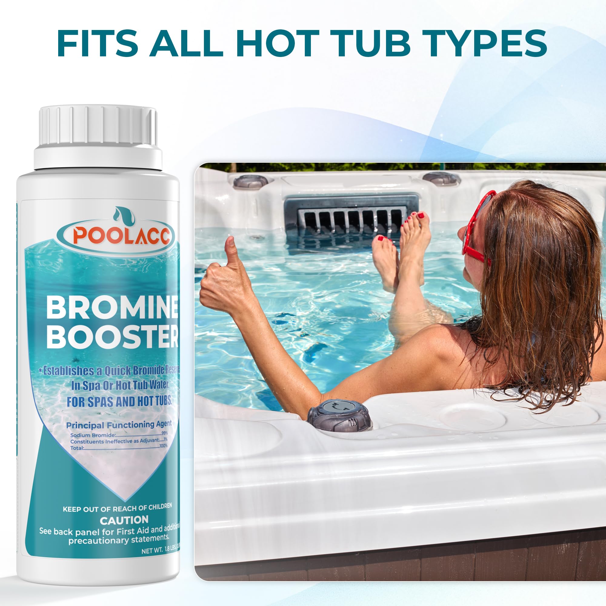 POOLACC in a spa lifestyle shot conveying softer, odor-free water