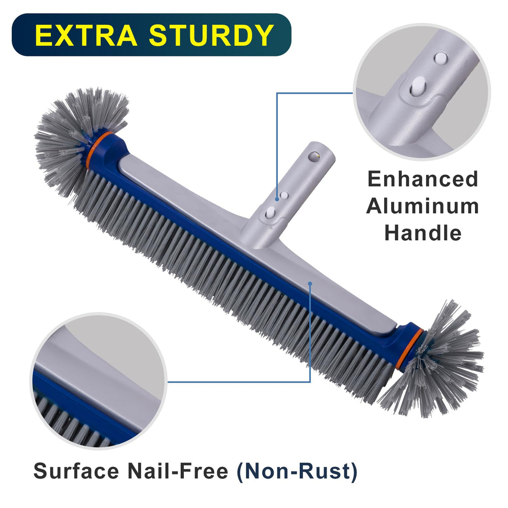 POOLAZA brush in pool scrubbing wall for fast dirt and algae removal