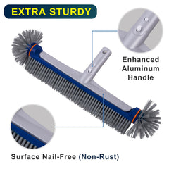 POOLAZA brush in pool scrubbing wall for fast dirt and algae removal