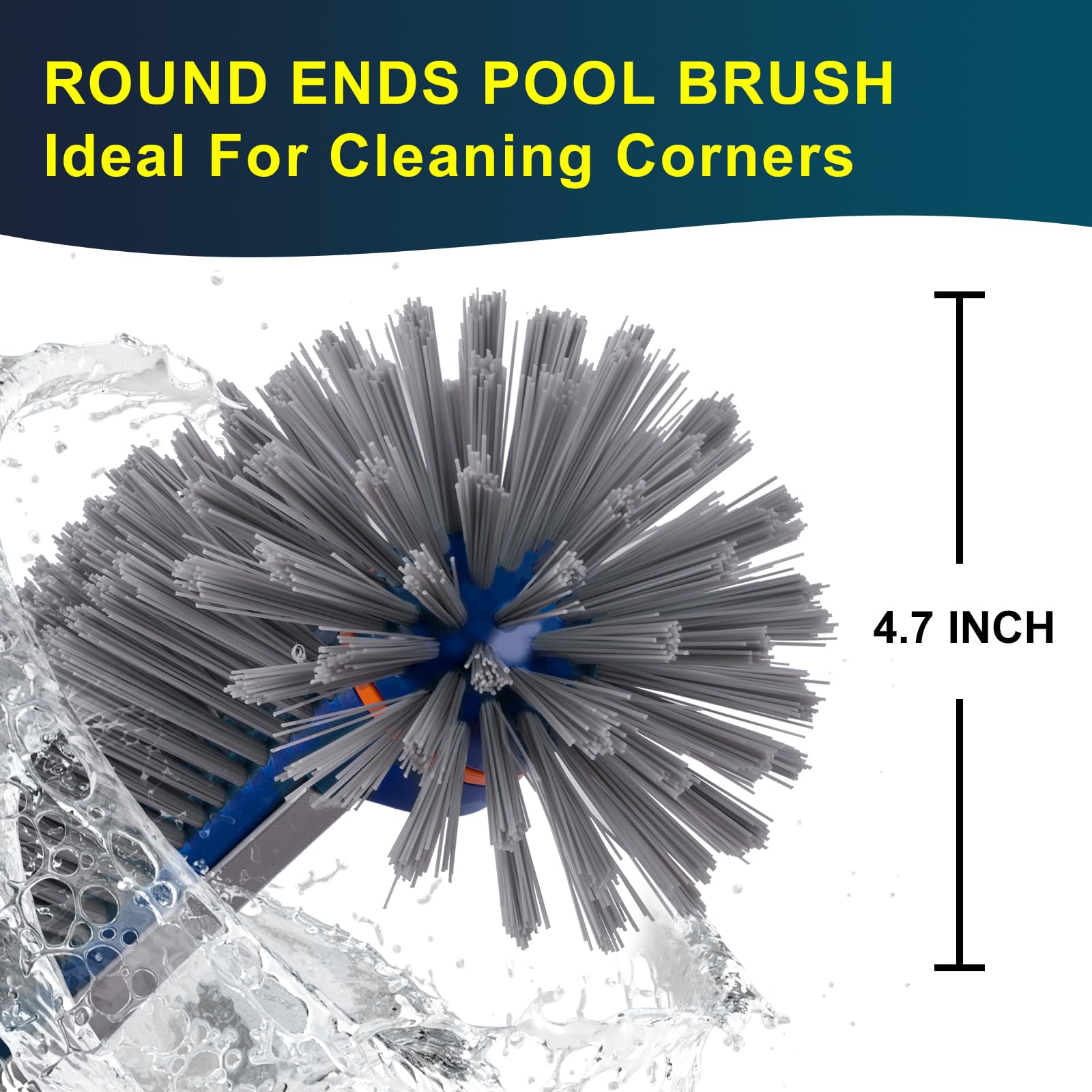 POOLAZA close-up of curved bristles for maximum wall and floor contact