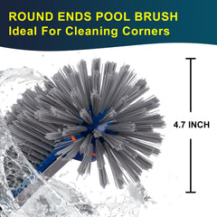 POOLAZA close-up of curved bristles for maximum wall and floor contact