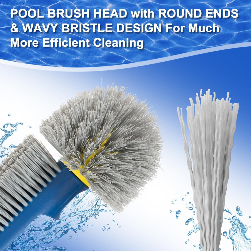 POOLAZA brush head in use scrubbing pool wall for efficient cleaning