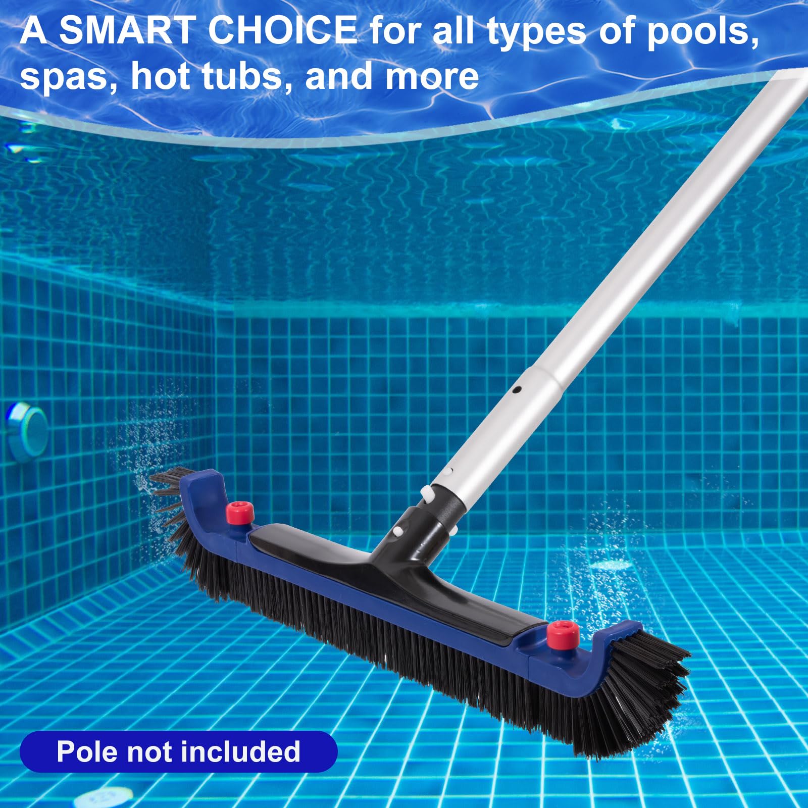 POOLAZA size comparison next to standard pole illustrating extra-wide coverage