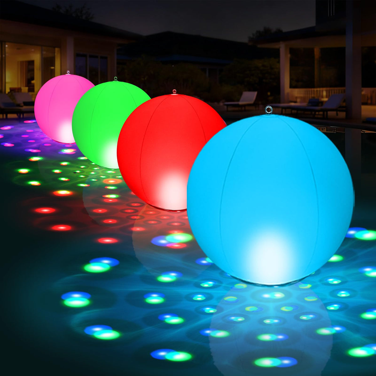 PoolBliss front-facing 15-inch orb showing full luminous design and pool ambiance