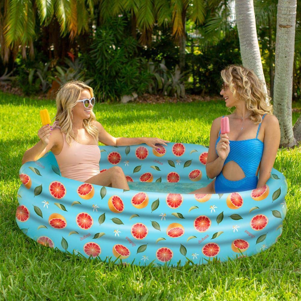 Poolcandy deflated and folded for travel, showing compact storage convenience