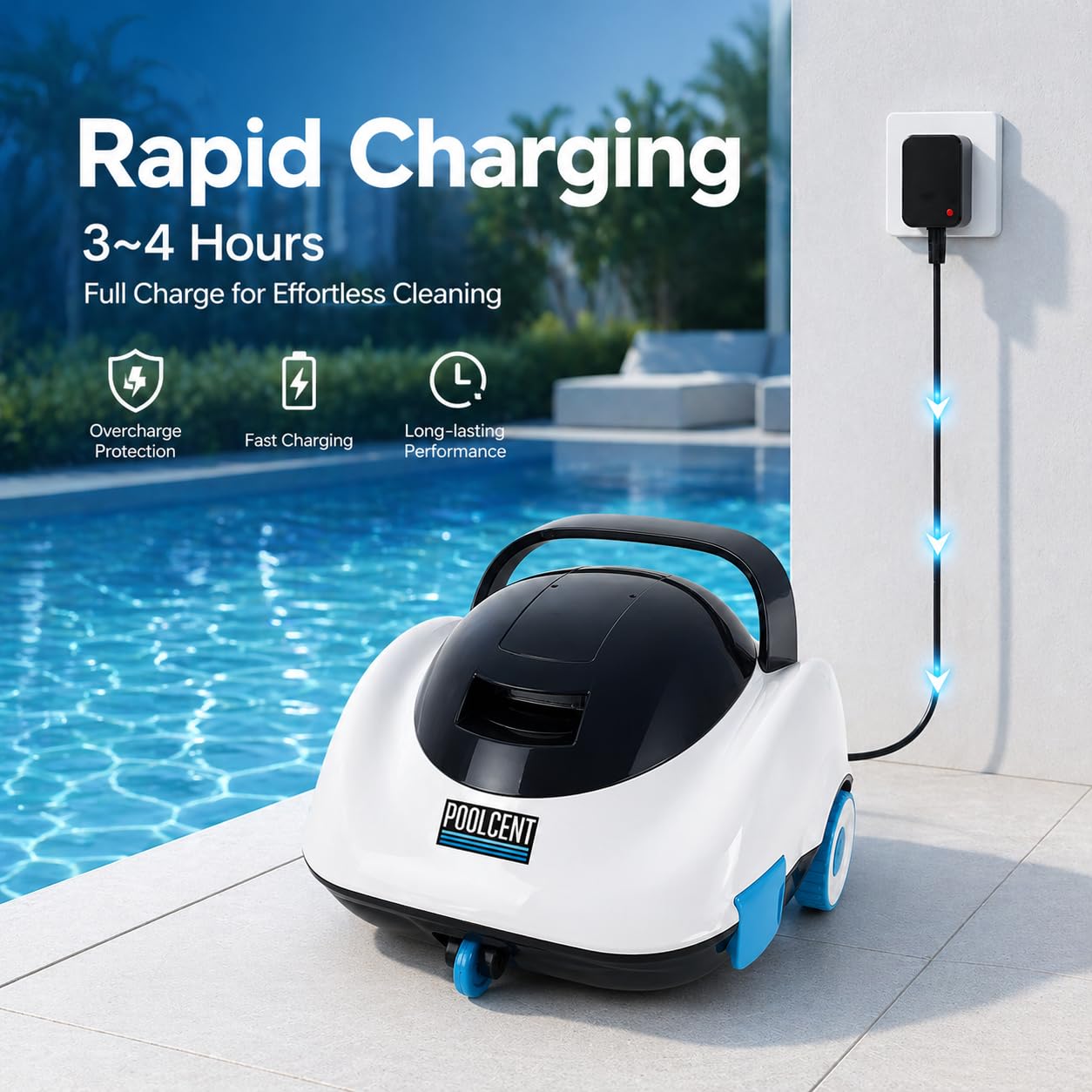 PoolCent cleaning in pool water, showing efficient debris removal benefit
