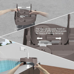 POOLCOMFT clamp mechanism detail showing spring-loaded base for firm attachment