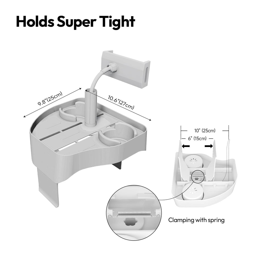 POOLCOMFT clamp mechanism gripping tub wall for a secure, stable attachment