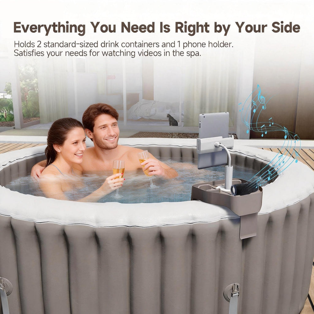 POOLCOMFT flexible phone holder close-up demonstrating secure grip and adjustable viewing