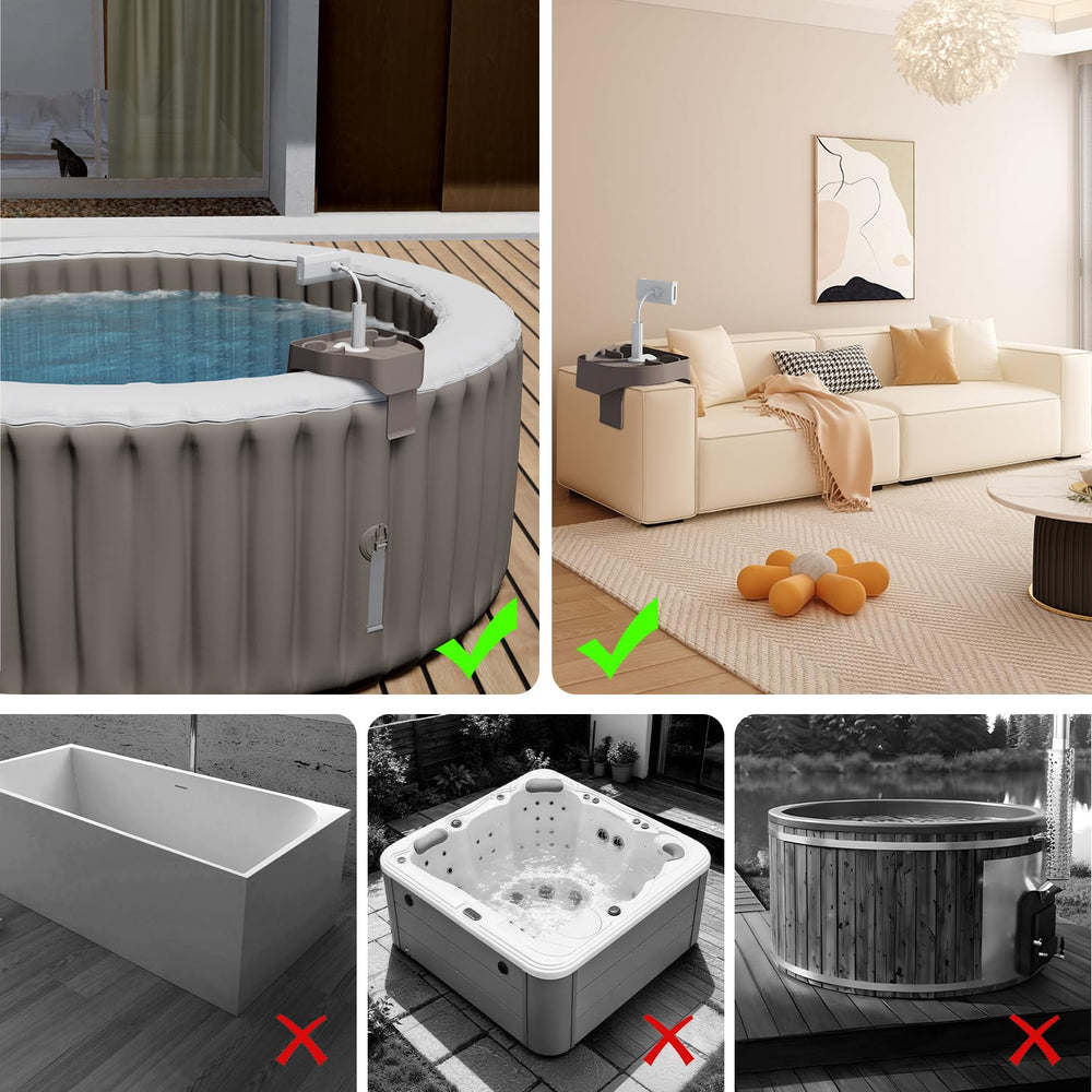 POOLCOMFT tray next to ruler showing 9.8 x 10.6 inch scale for quick size reference