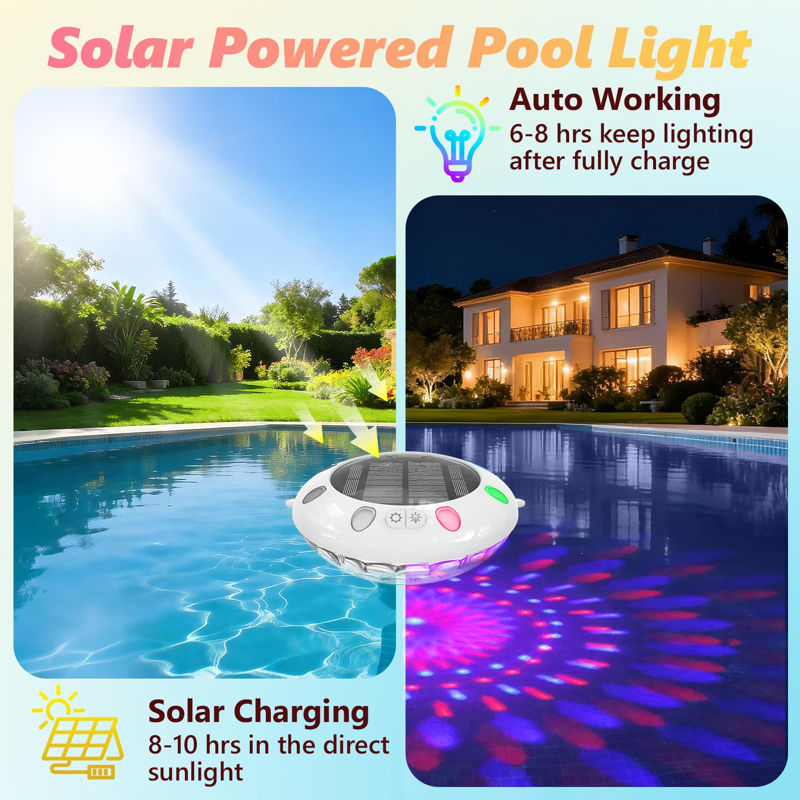 Pooldecor close-up of solar top panel highlighting efficient sunlight charging