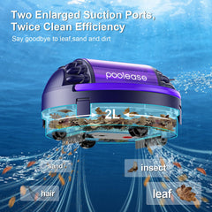 poolease X1 open debris chamber displaying 2L capacity for fewer empties