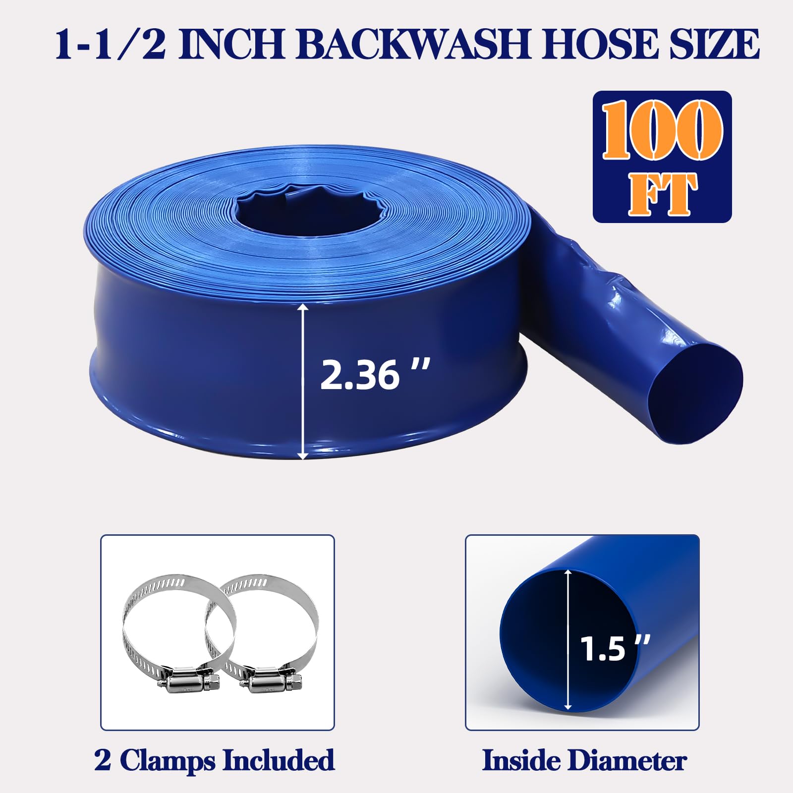 Poolergetic flat rolled hose compact for storage and easy transport