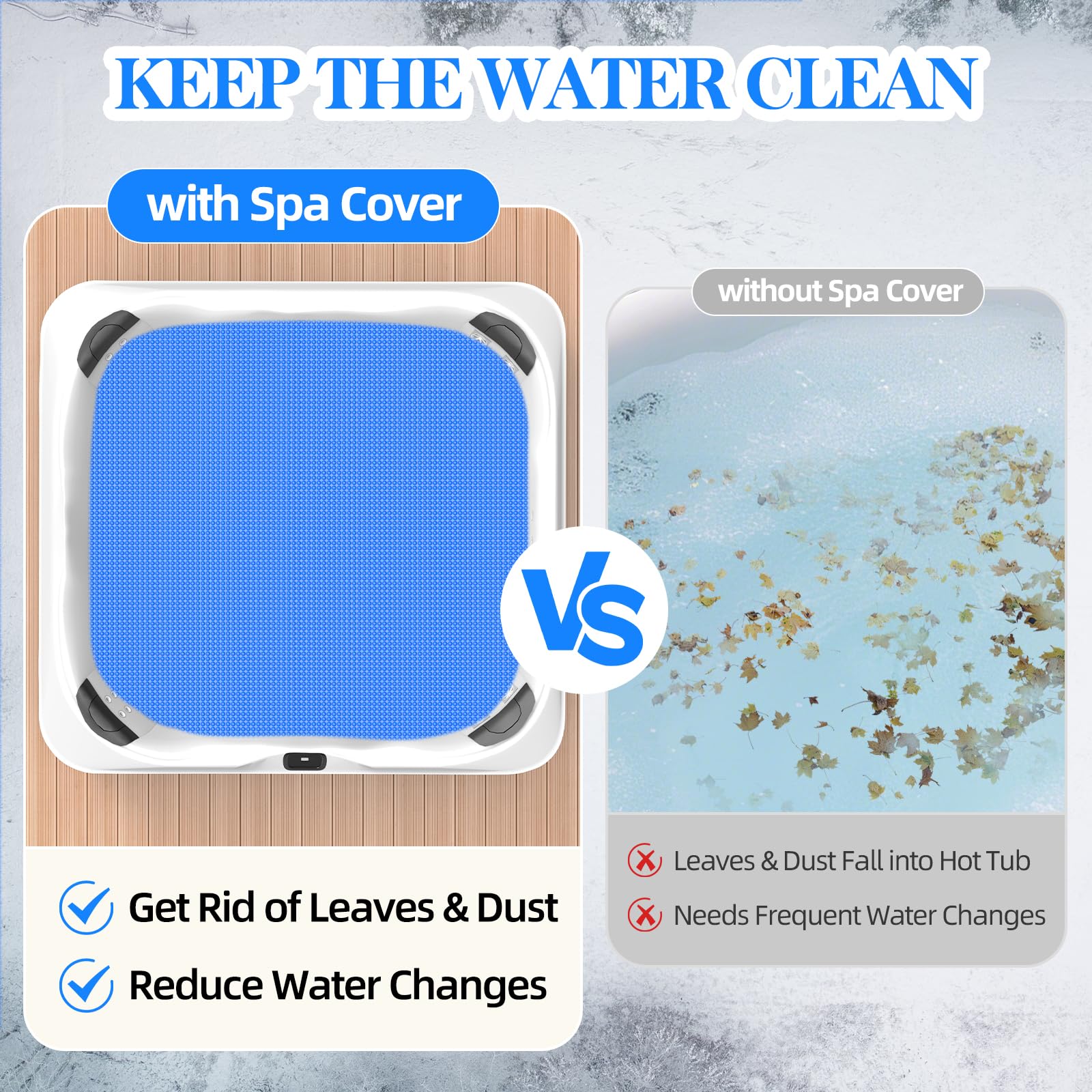 Poolergetic floating on a hot tub showing reduced evaporation and cleaner water