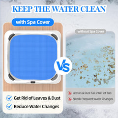 Poolergetic floating on a hot tub showing reduced evaporation and cleaner water