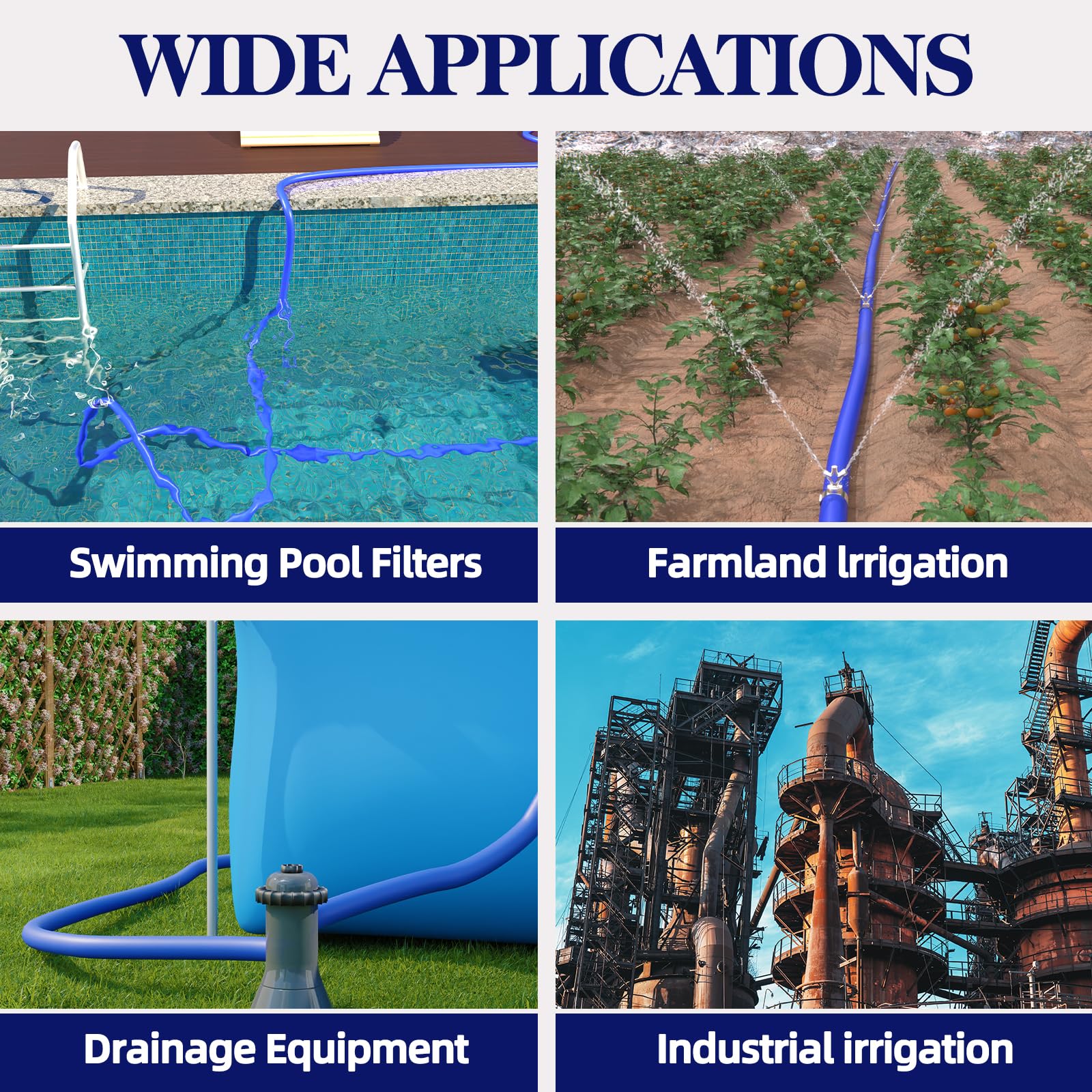 Poolergetic hose stretched out showing 100ft length and scale for planning