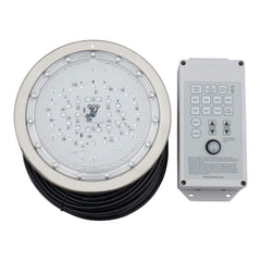 Poolexa front view stainless steel face showing sleek durable finish and bright LEDs