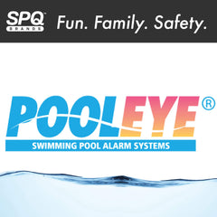 PoolEye poolside siren detail emphasizing loud 85 dB alert for prompt notification
