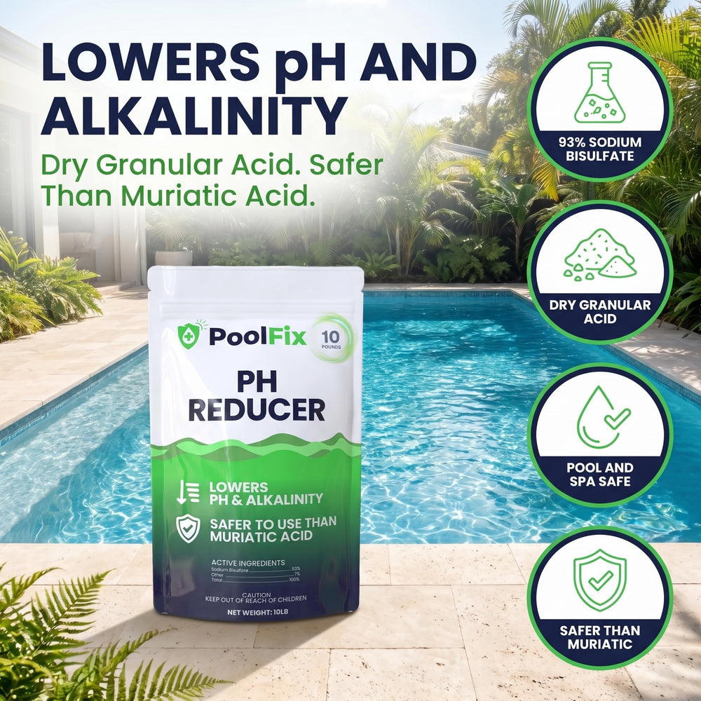 close-up of PoolFix granular sodium bisulfate texture for accurate measuring