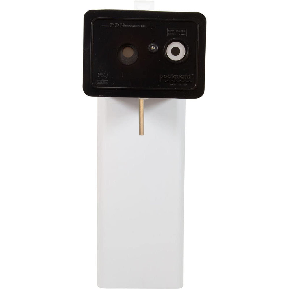 PoolGuard receiver and 12V power supply displayed conveying easy plug-in setup and range