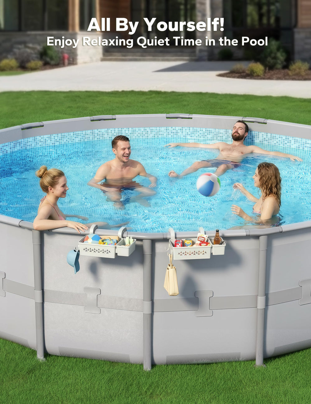 POOLHACKER balcony mounted view adapting basket to railing for easy access