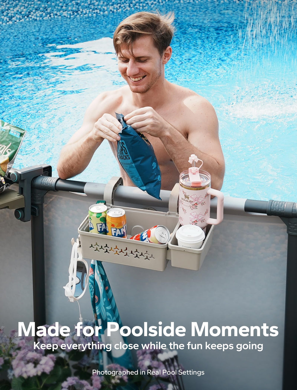 POOLHACKER cup holder with drink keeping beverages secure at hand